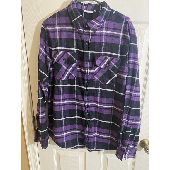 Nickelodeon Rugrats Crew On Back Purple Button Up Flannel Size Women’s L - Picture 2 of 16